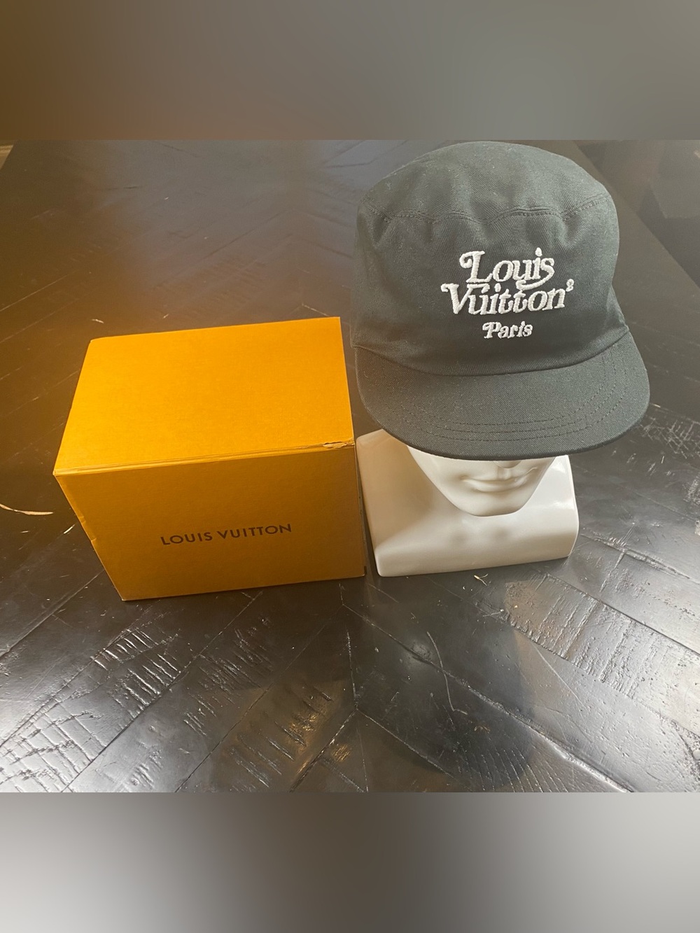 Louis Vuitton Black Embroidered Logo Five-Panel Hat